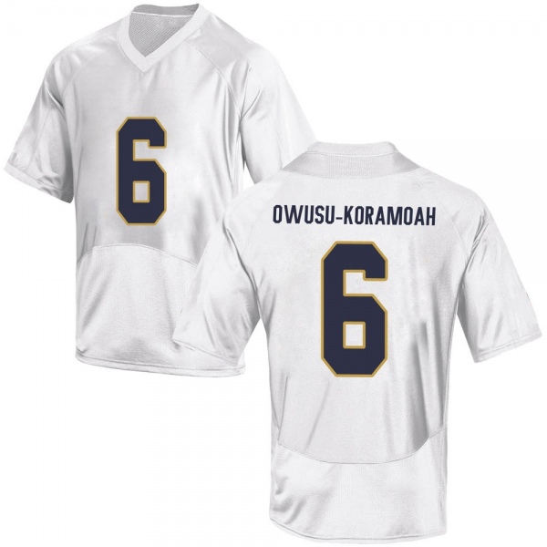 Jeremiah Owusu-Koramoah Notre Dame Fighting Irish NCAA Men's #6 White Game College Stitched Football Jersey LME3455HF